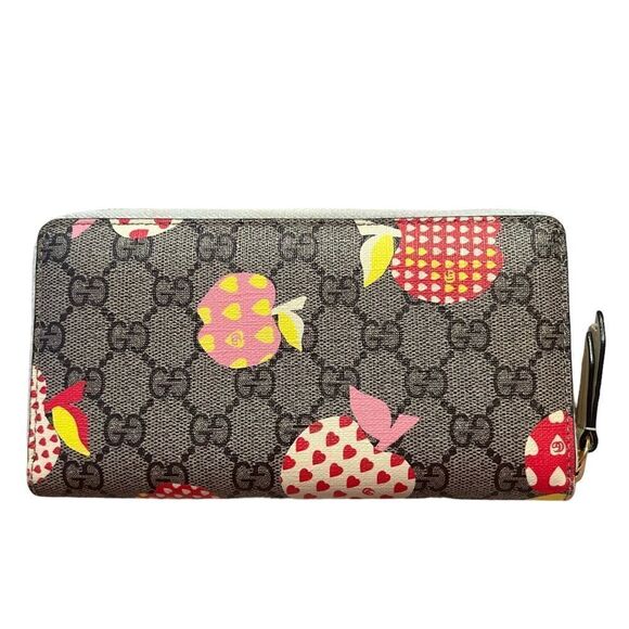 Gucci GG Supreme Les Pommes Apple Long Zip Around Wallet - Picture 1 of 10